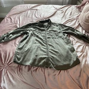 Express Green Khaki Button Up Shirt